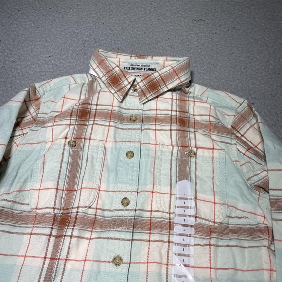 Duluth Trading Shirt Womens Small Green Brown Plaid Free Swingin Flannel Cotton - Picture 2 of 11